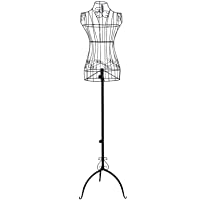 SONGMICS Maniquí Busto femenio de Metal Perchero de Vestido Negro 170 cm HRA10B
